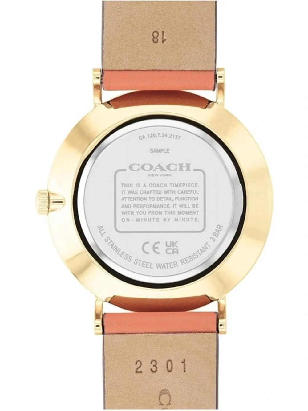 COACH Coral Leather Gold-Tone Women's Watch